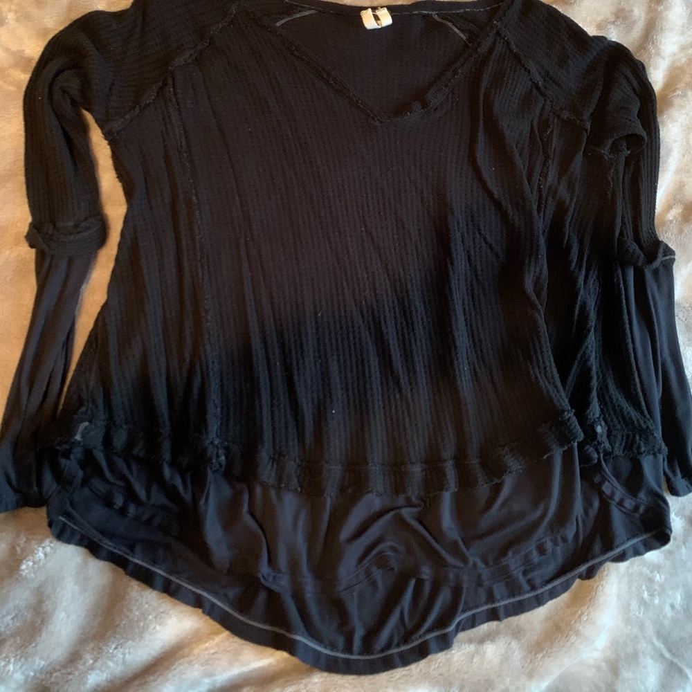 Free People Black Henley Size Medium